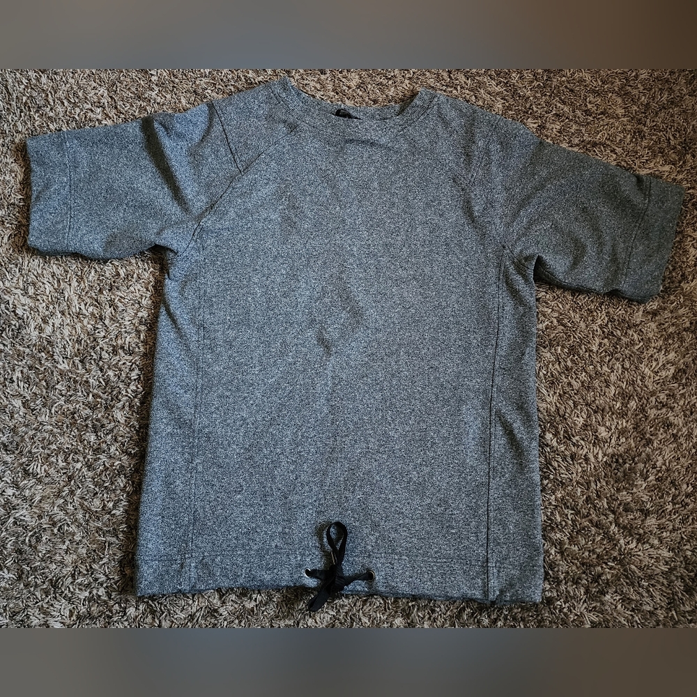 Lululemon Heather Charcoal Drawstring Athletic Pullover Short Sleeve Sweatshirt